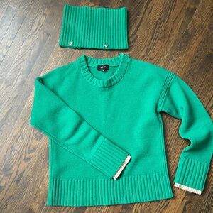 ME+EM Emerald Green Knit Sweater with additional attaching turtle neck